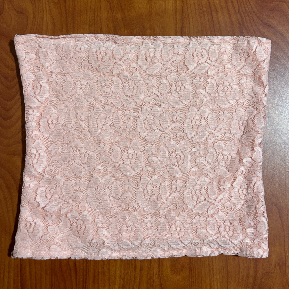 HANDMADE lace baby pink/coral colored tube top